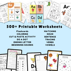 Alphabet Learning Bundle – 500+ Printable Worksheets for Preschool & Kindergarten | ABC Tracing, Flashcards, Phonics & Activities