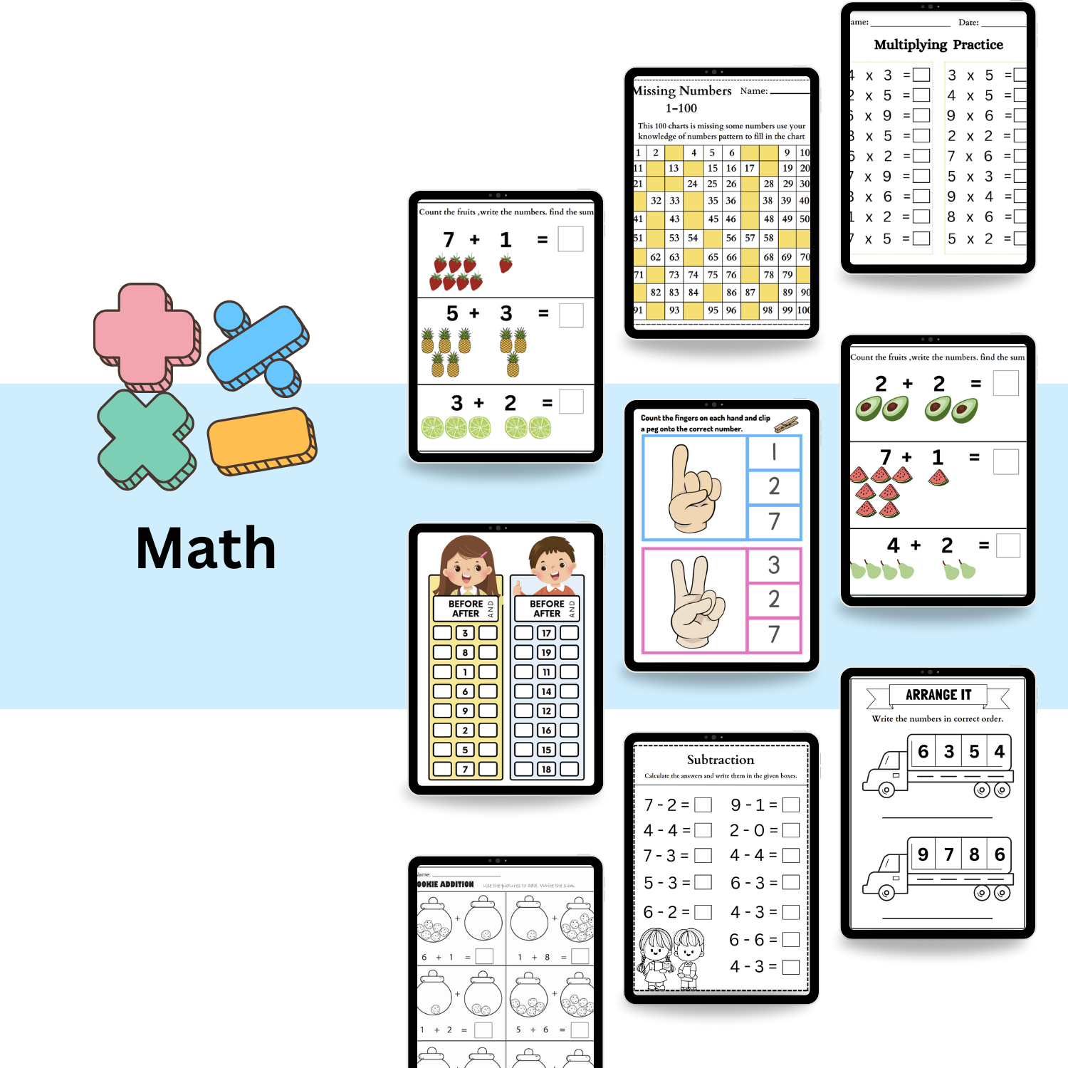 Math & Numbers Activity Bundle – Tracing Worksheets, Missing Numbers & Early Learning Printables for Preschool & Kindergarten